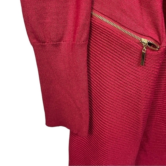 Magaschoni Red Ribbed Open Front Cardigan Medium - Picture 5 of 6